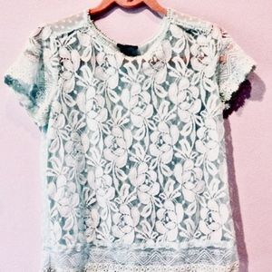 Lace semi sheer blouse